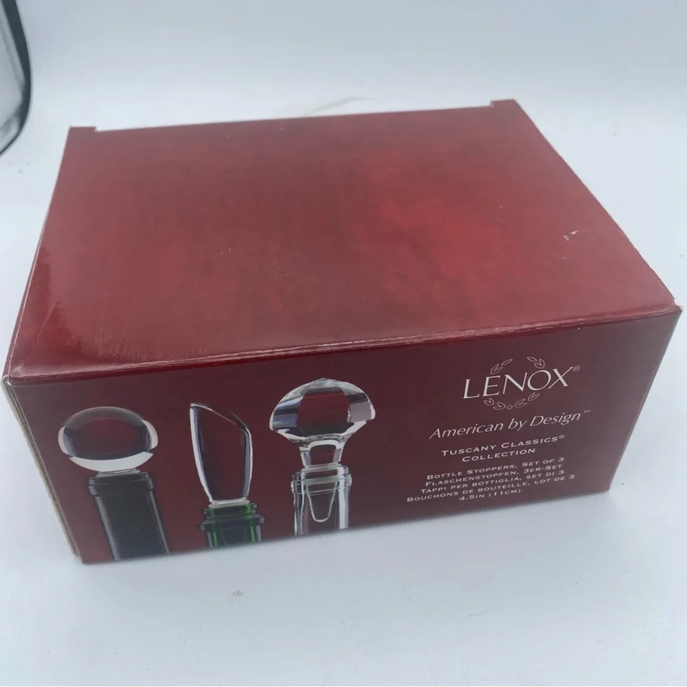 Lenox American By Design Tuscany Classics 3 Crystal Wine Bottle Stoppers NIB